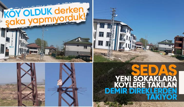 Akyazıda yeni sokaklara 70'li yılların demir direkleri dikiliyor