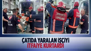 Çatıda çalışırken testere ile kendini yaraladı