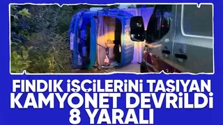 Kamyonet devrildi: 8 fındık işçisi yaralandı