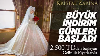 Gelinliklerde Büyük Kristal Zarina indirimi başladı