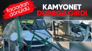 Kamyonet durağa girdi 1 yaralı