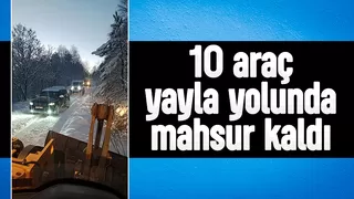 Karla kaplanan yayla yolunda mahsur kaldılar