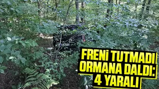 Ormana uçan araçtaki 4 kişi yaralandı